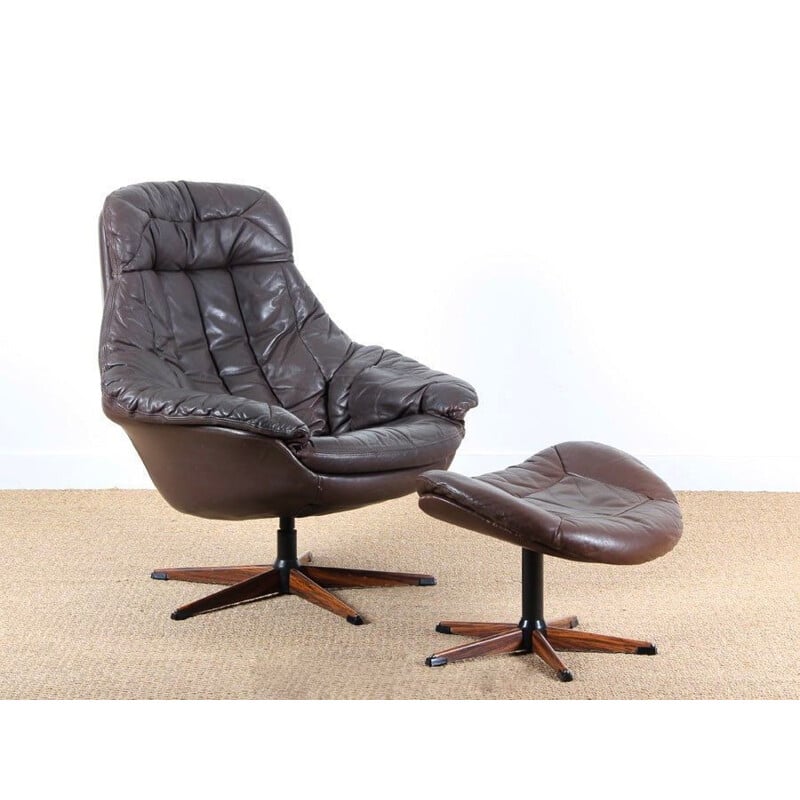 Scandinavian leather armchair, Henry WALTER KLEIN - 1970s