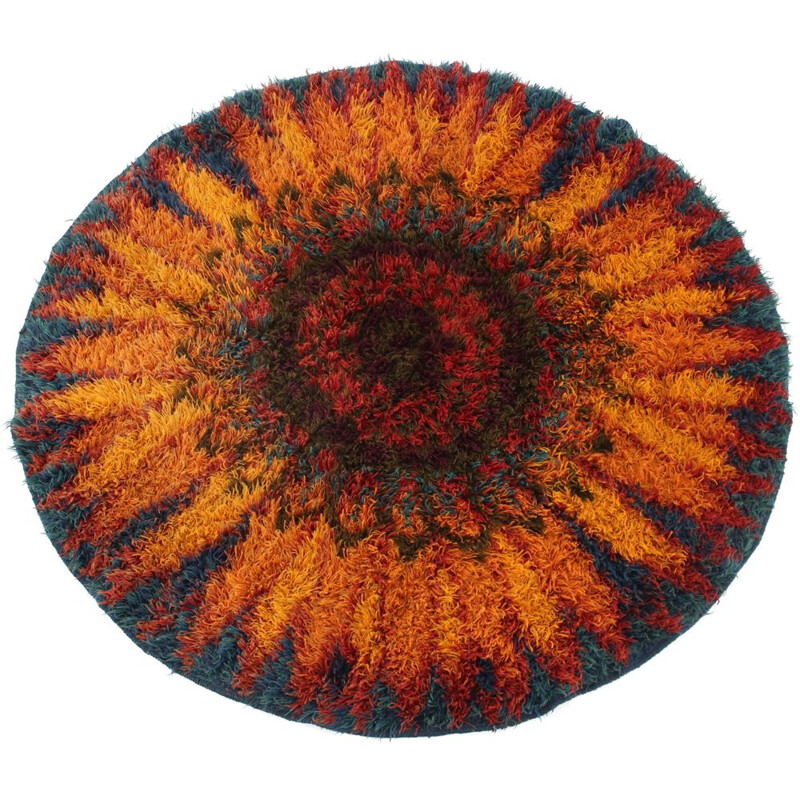 Vintage Danish oval wool rug 1970