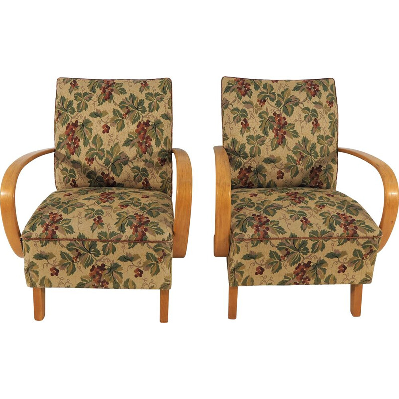 Vintage Art Deco pair of Lounge Chairs by Jindřich Halabala, 1950s