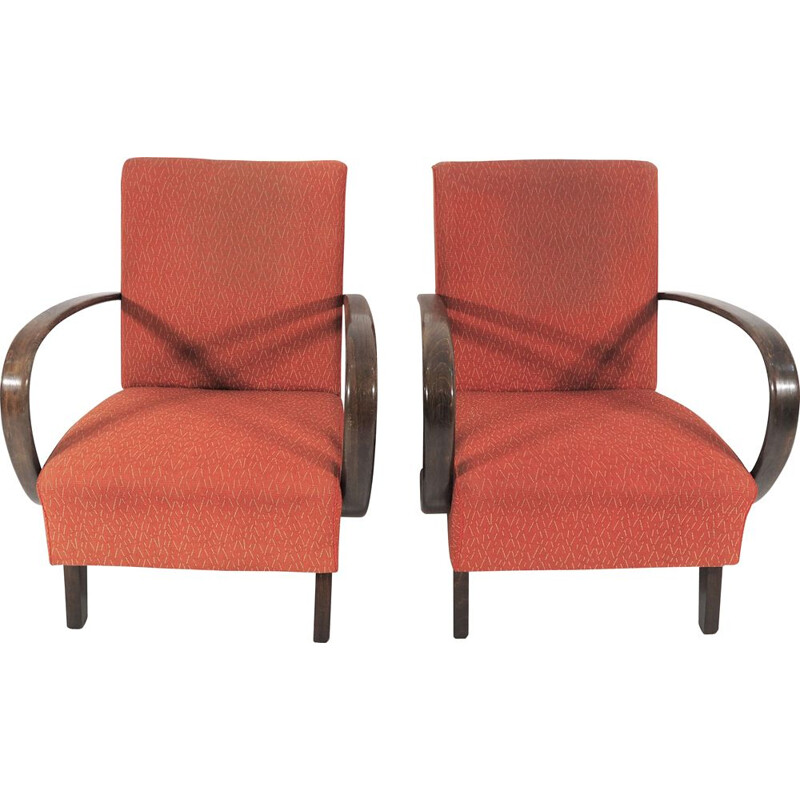 Pair of Art Deco Lounge Chairs by Jindřich Halabala, 1950s