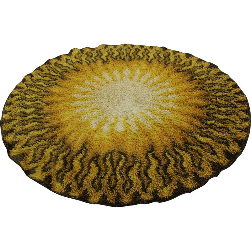 Vintage Round Wool Rug, Denmark, 1970s