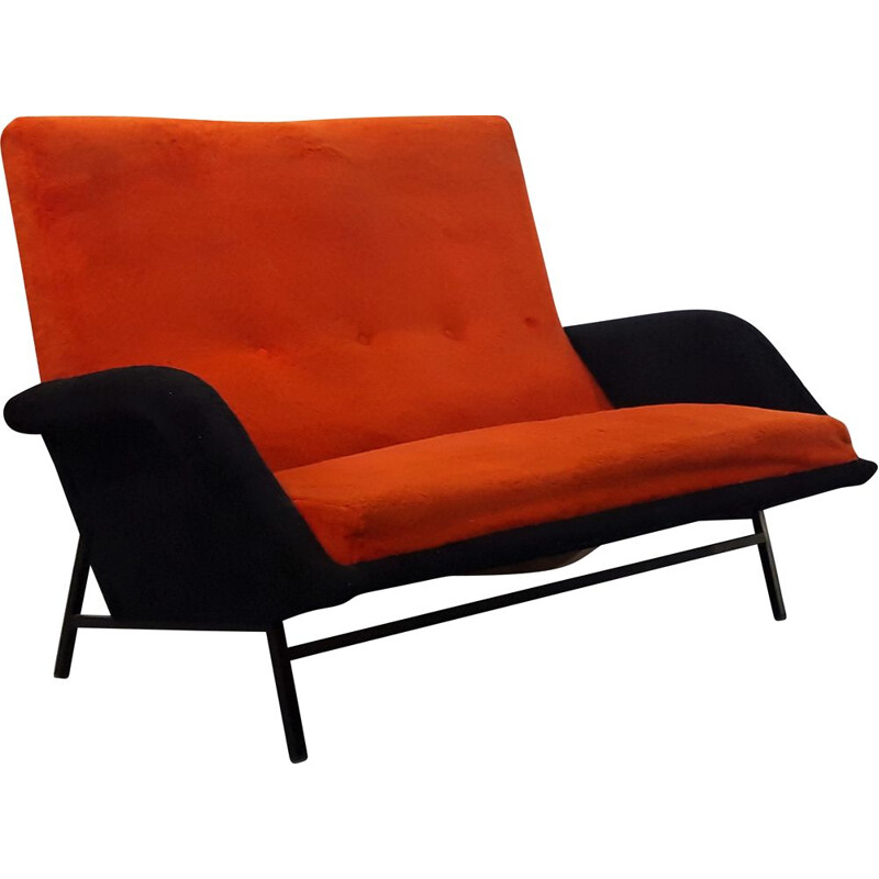 Vintage orange sofa by Guy Besnard, 1958s