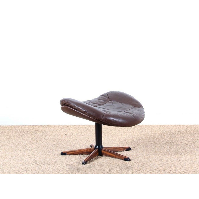 Fauteuil cuir scandinave, Henry WALTER KLEIN - années 70