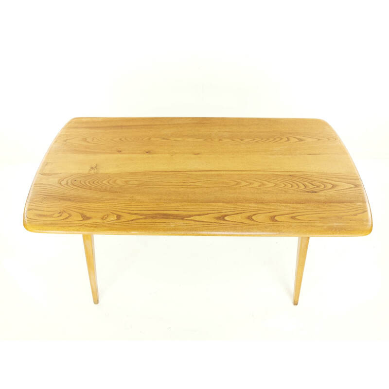 Vintage Dining Table with Ercol Blonde Solid Beech & Elm Plank Top 