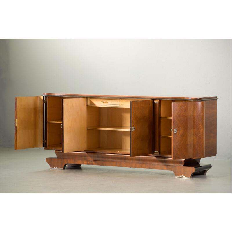 Vintage French Art Deco Sideboard with French Art Marquetry, 1940s