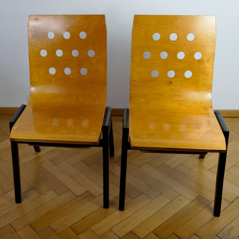 Set of 6 vintage Austrian stacking chairs by Roland Rainer