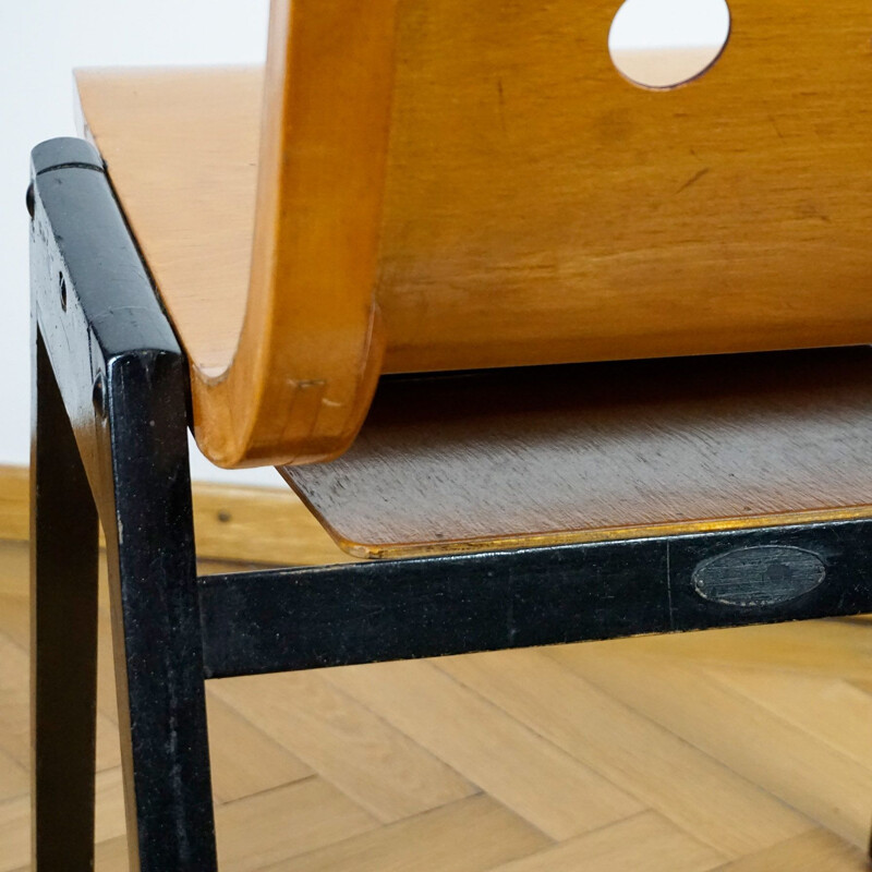Conjunto de 6 cadeiras de empilhamento austríacas vintage por Roland Rainer