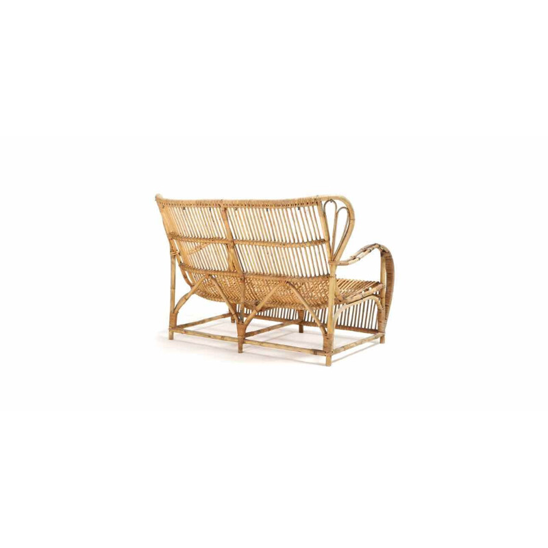 A vintage moulded bamboo sofa by R. Wengler