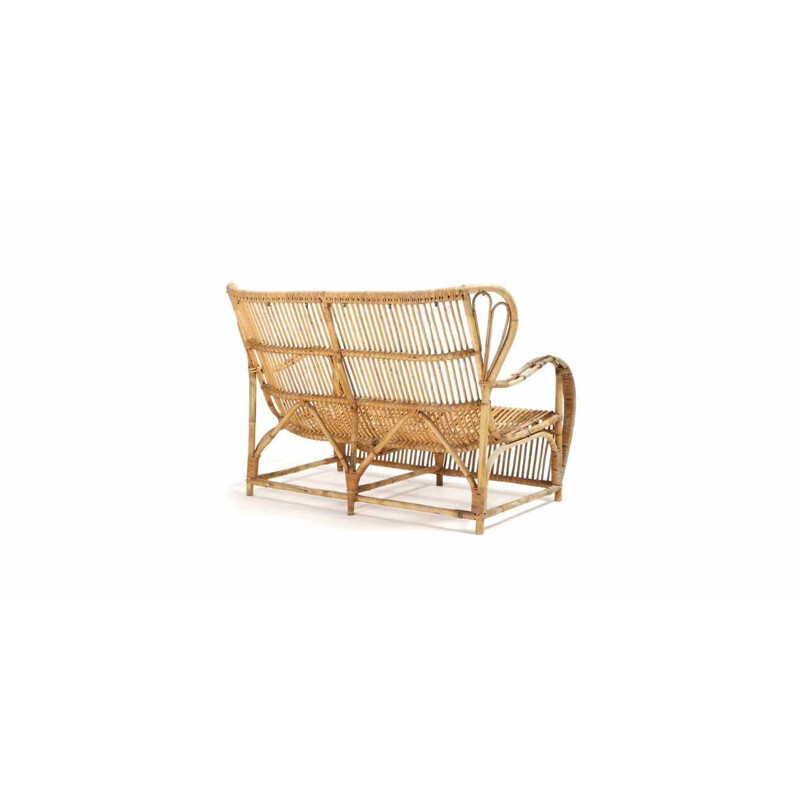 Un canapé vintage en bambou moulé par R. Wengler