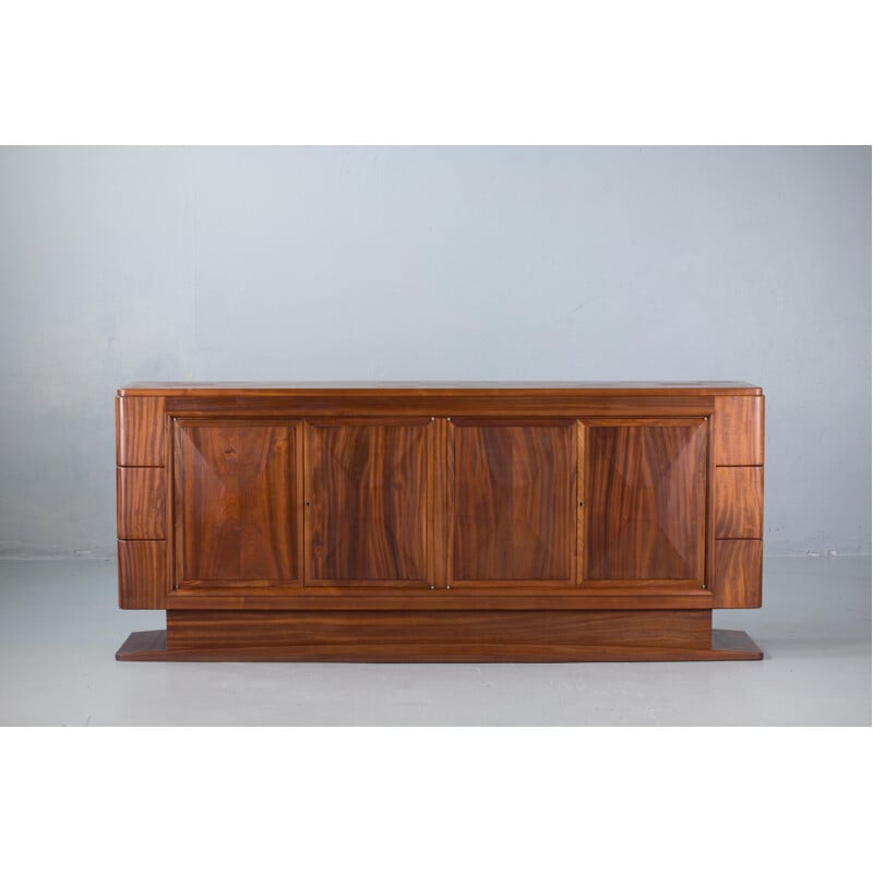 Vintage brutalist solid mahogany sideboard, France, 1940s