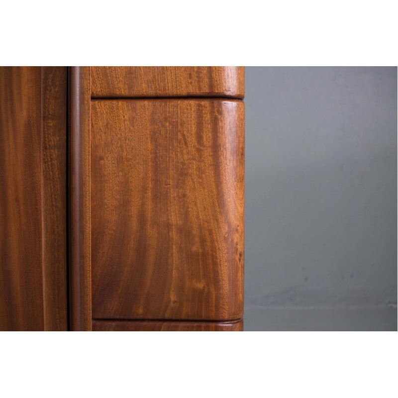 Vintage brutalist solid mahogany sideboard, France, 1940s