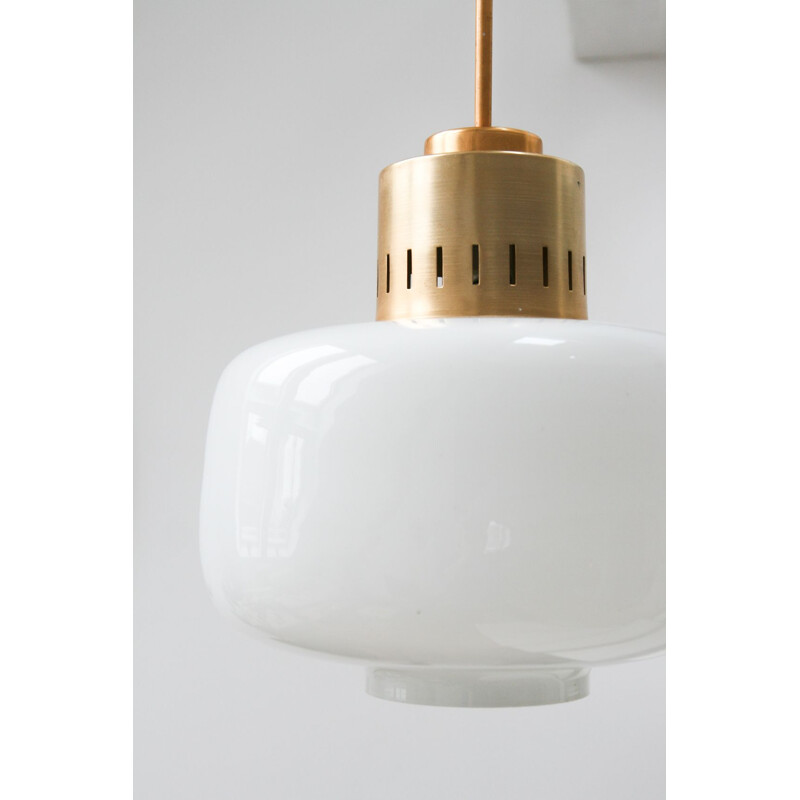 Vintage opaline glass pendant lamp from Sijaj Hrastnik, 1960s