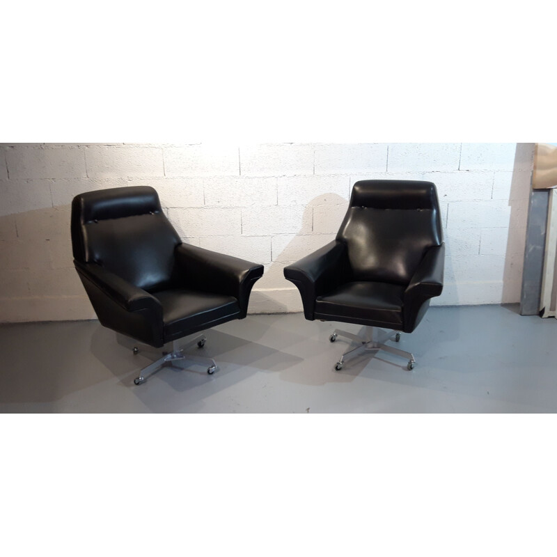 Pair of vintage leatherette armchairs, 1960