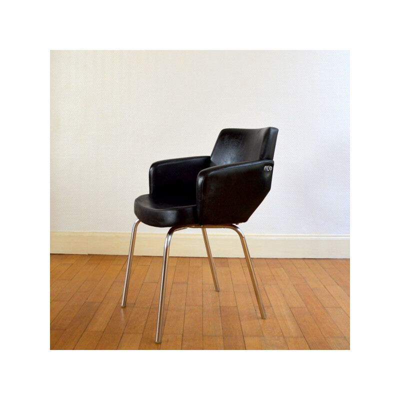 Desk chair in black leatherette - 1950s