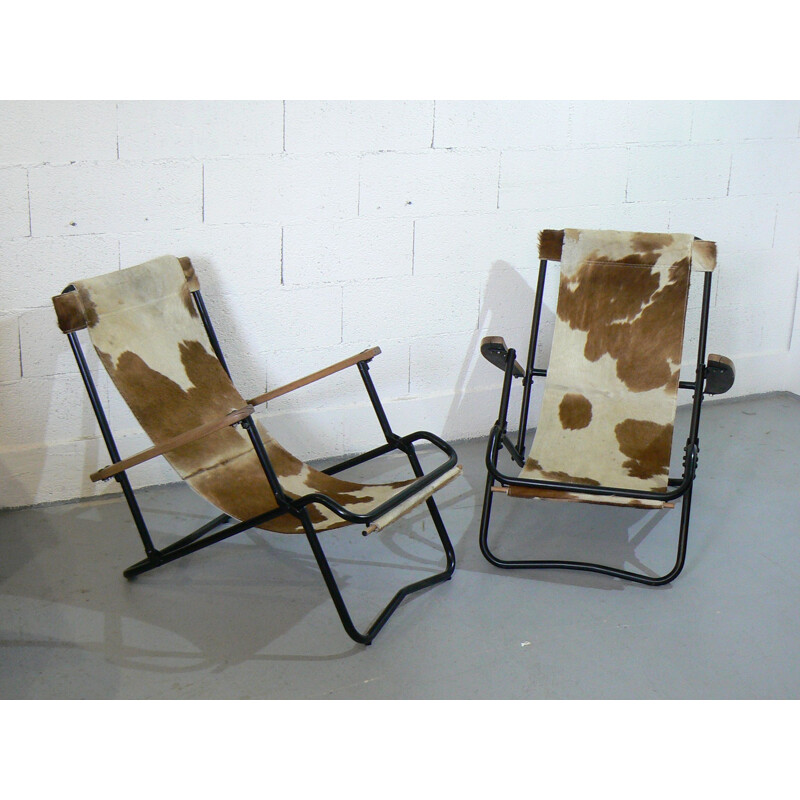 Pair de fauteuils safari vintage, 1950