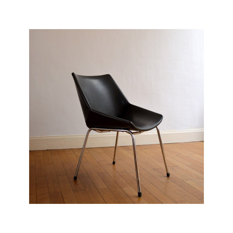 Desk chair in black leatherette - 1950s