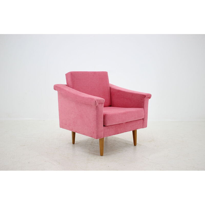 Vintage pink armchair, Czechoslovakia 1960