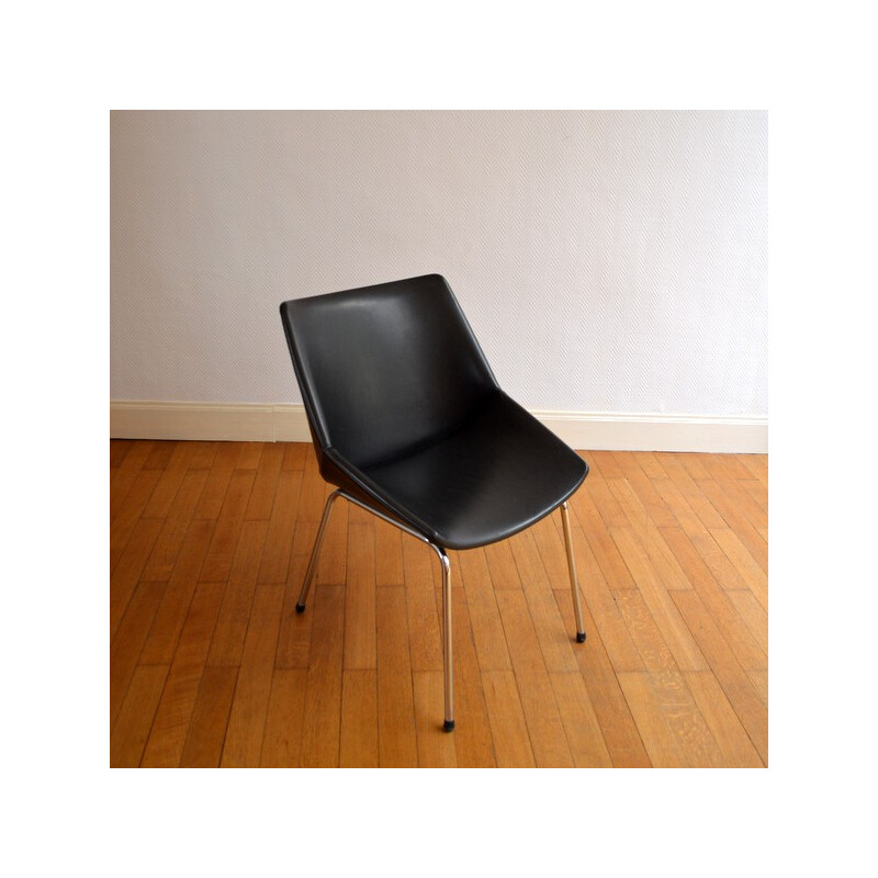 Desk chair in black leatherette - 1950s