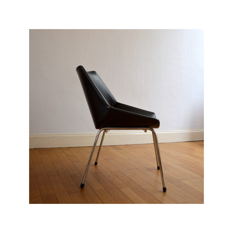 Desk chair in black leatherette - 1950s