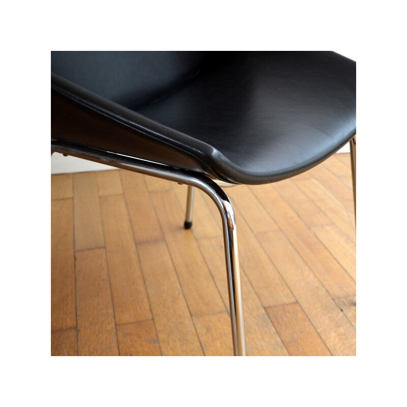 Desk chair in black leatherette - 1950s