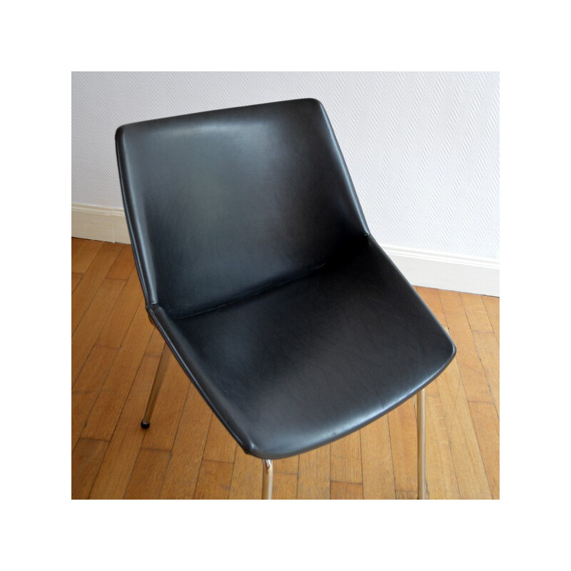 Desk chair in black leatherette - 1950s