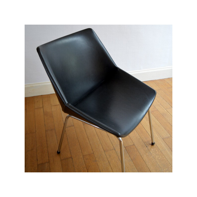 Desk chair in black leatherette - 1950s