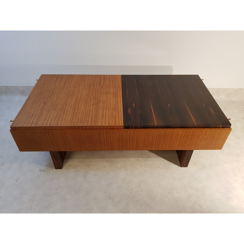 Vintage coffee table in ebony, macassar and palm wood