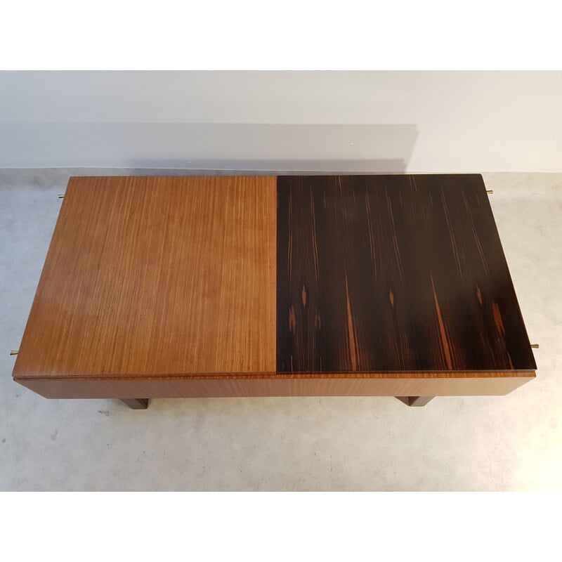 Vintage coffee table in ebony, macassar and palm wood