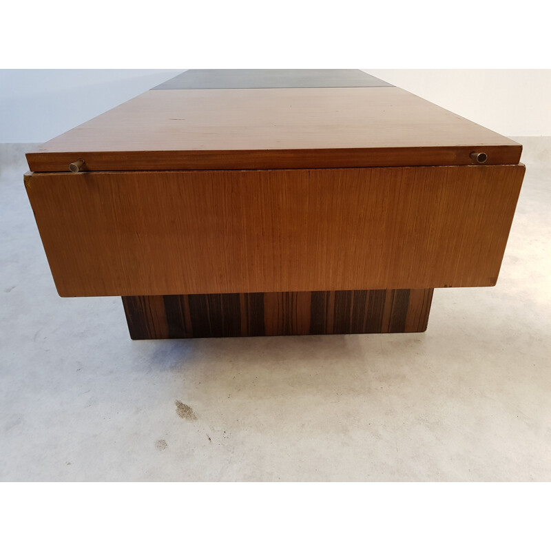 Vintage coffee table in ebony, macassar and palm wood