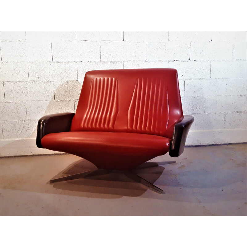 Vintage red skaï sofa, 1960