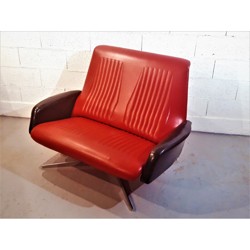 Vintage red skaï sofa, 1960