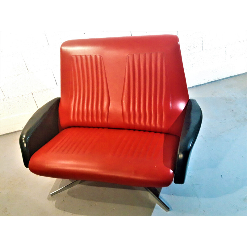 Vintage red skaï sofa, 1960