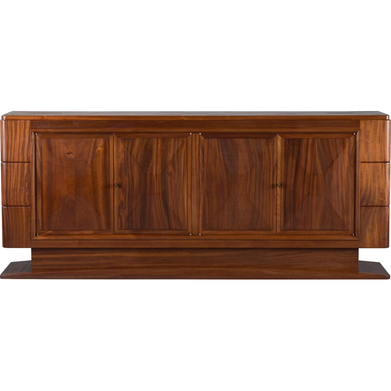 Vintage brutalist solid mahogany sideboard, France, 1940s