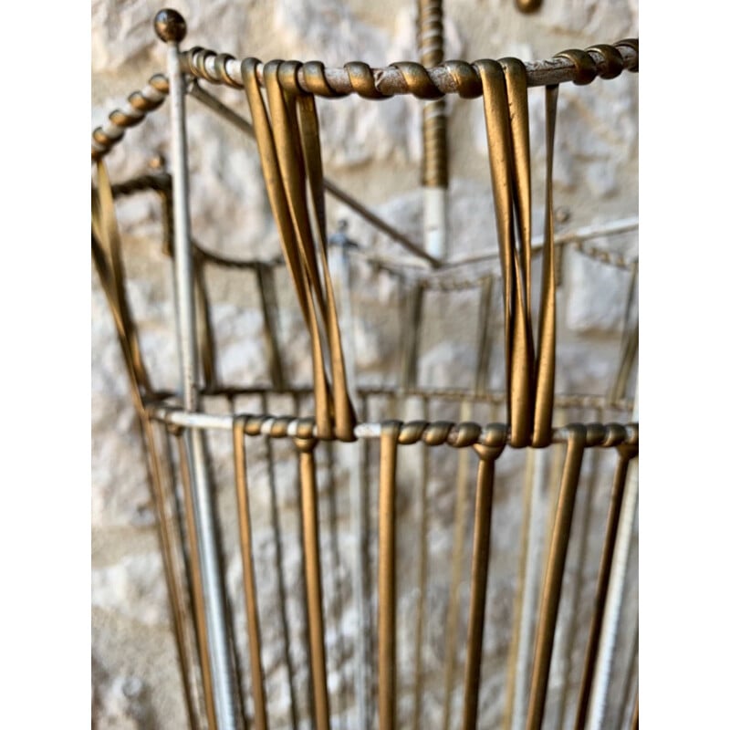 Vintage brass and metal umbrella stand, France 1950