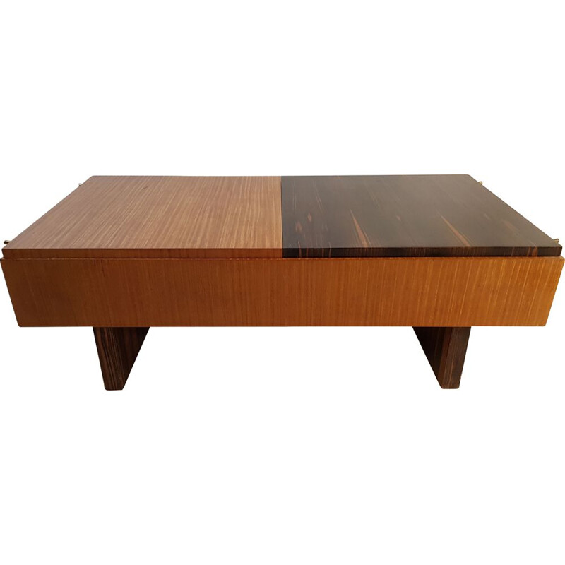 Vintage coffee table in ebony, macassar and palm wood