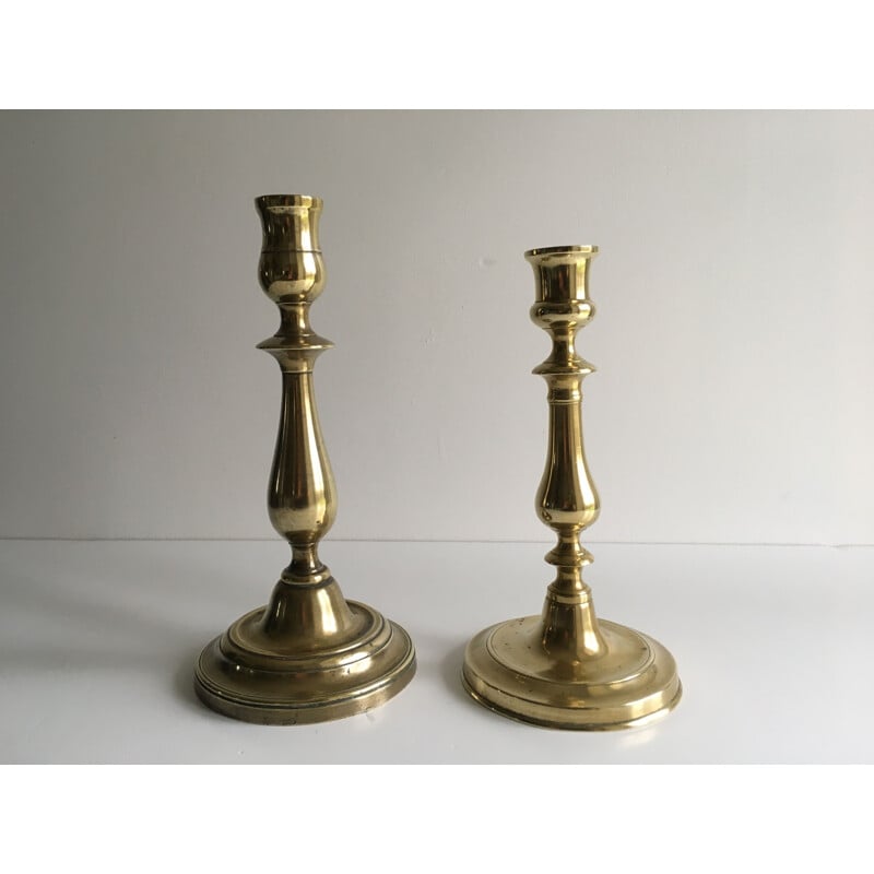 Pair of vintage brass candle holders 