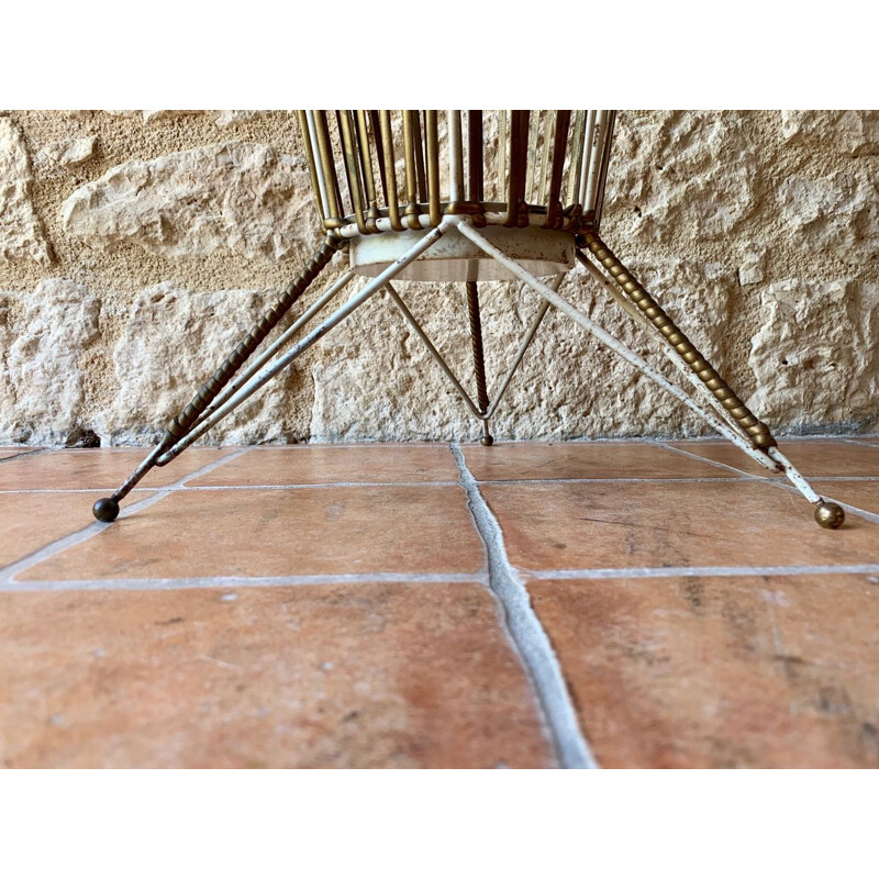 Vintage brass and metal umbrella stand, France 1950