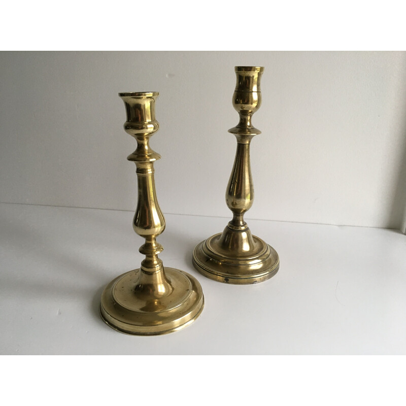 Pair of vintage brass candle holders 