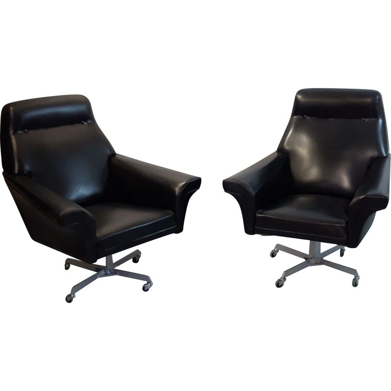 Pair of vintage leatherette armchairs, 1960