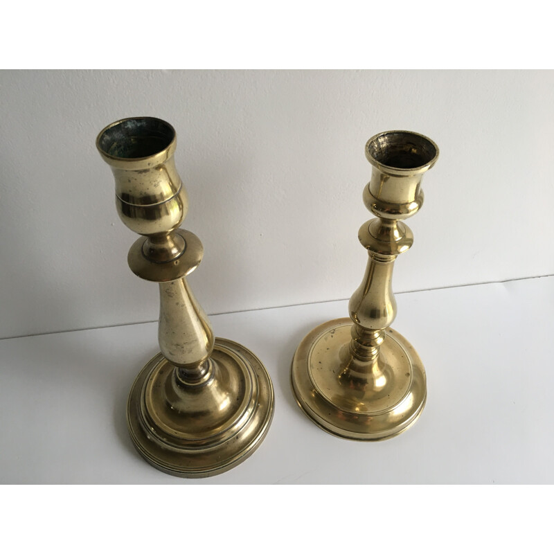 Pair of vintage brass candle holders 