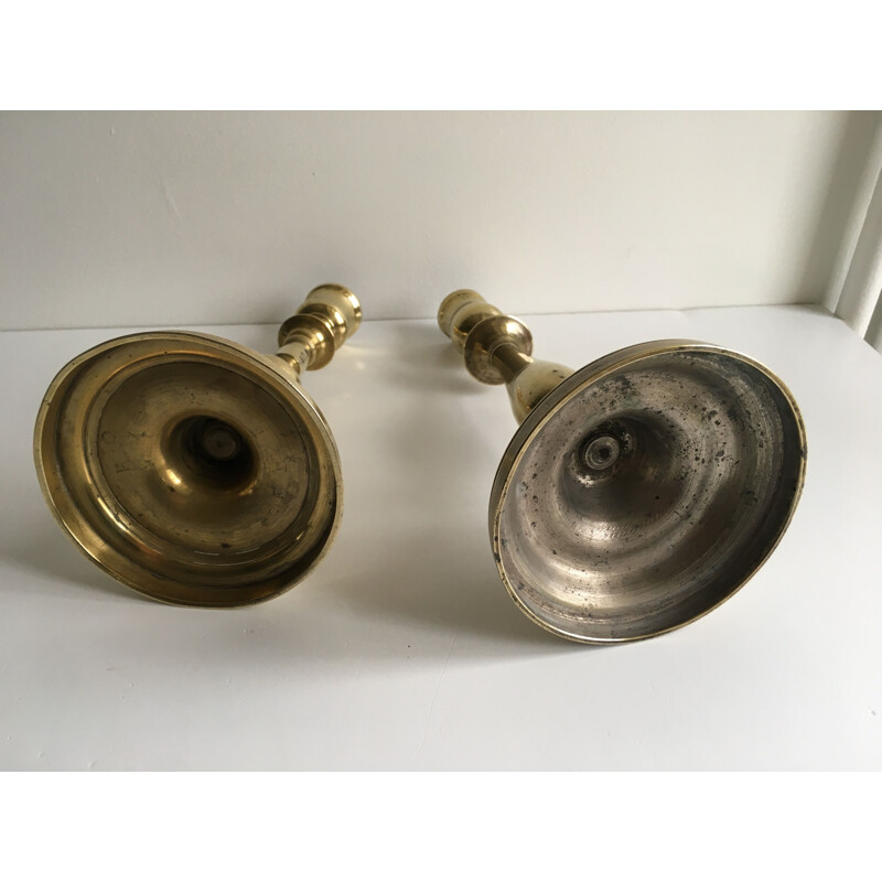 Pair of vintage brass candle holders 