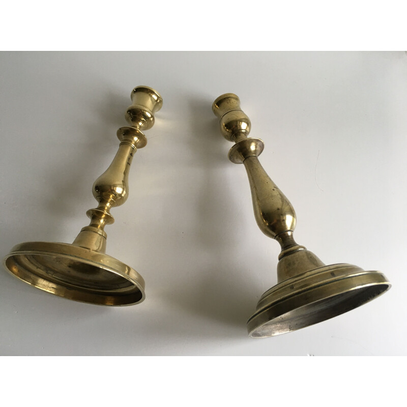 Pair of vintage brass candle holders 