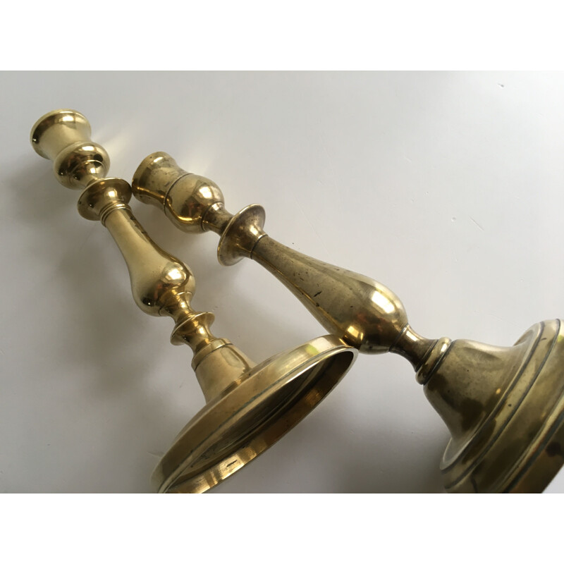 Pair of vintage brass candle holders 