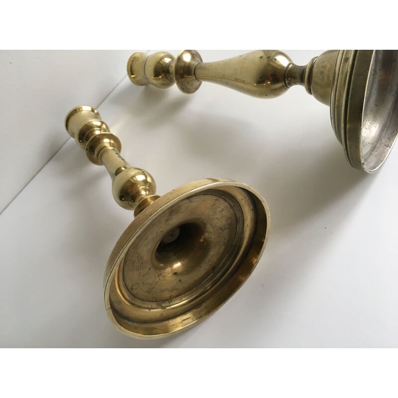 Pair of vintage brass candle holders 