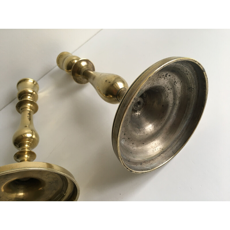 Pair of vintage brass candle holders 