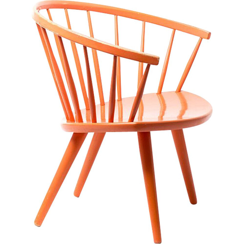 Vintage Scandinavian Arka chair by Yngve Ekstrom 1950’s original paint