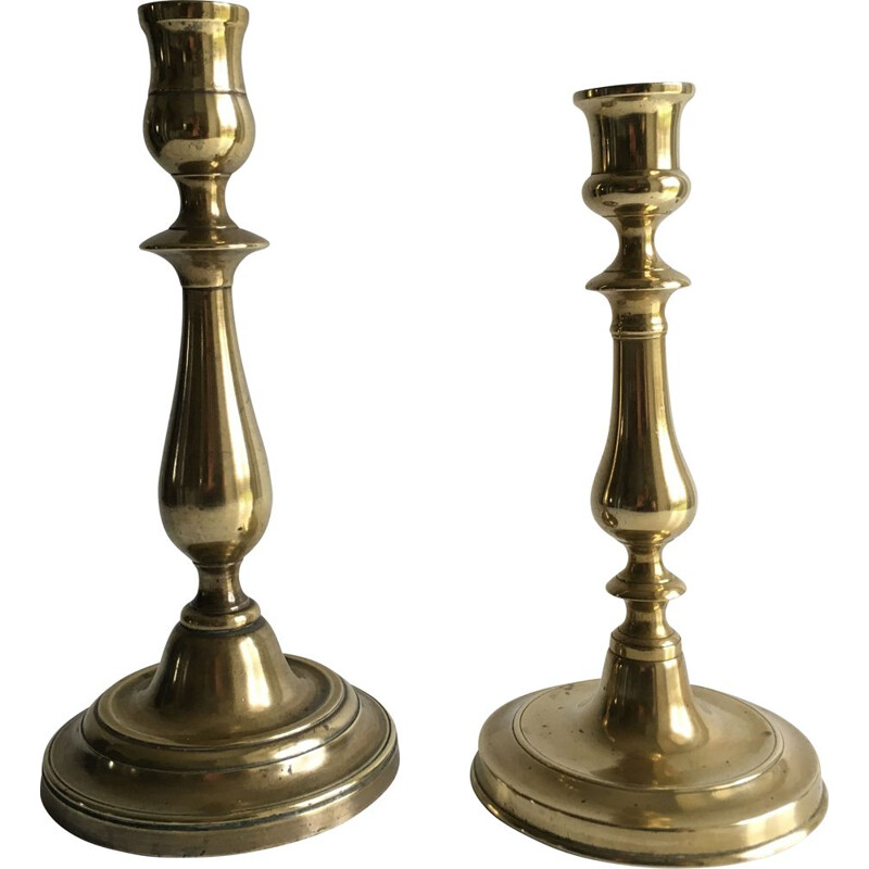 Pair of vintage brass candle holders 