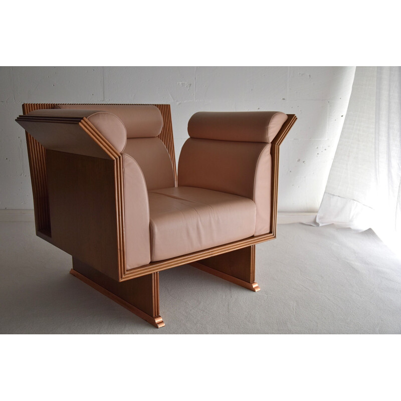 Vintage rozenhouten fauteuils van Ugo La Pietra, 1980