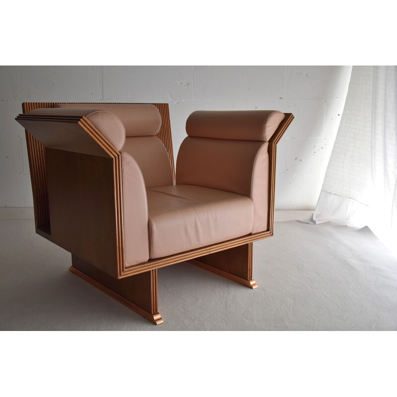 Vintage Rosewood armchairs by Ugo La Pietra, 1980s