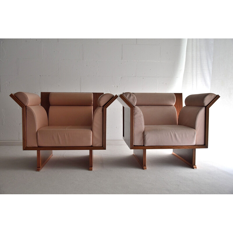 Vintage Rosewood armchairs by Ugo La Pietra, 1980s